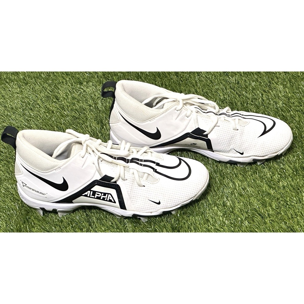 Nike Alpha Menace 3 Shark Football White Black Shoes Cleats CV0582-100 Size 9.5